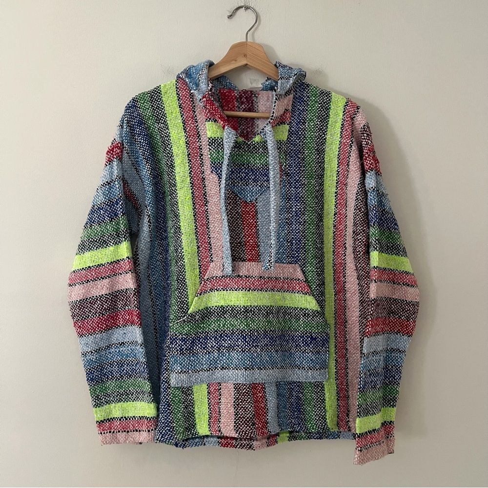 Earthbound Trading Co Baja Shirt Pullover Mexican Size Small Beach Surfer Hippie